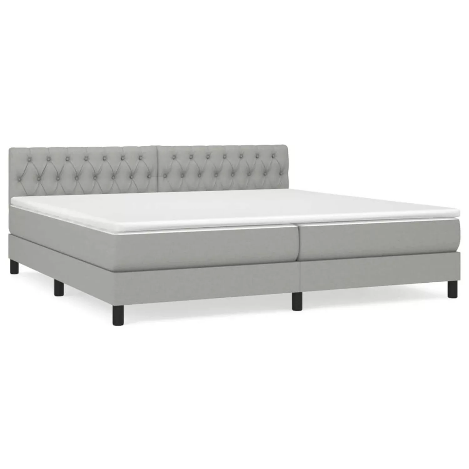 vidaXL Boxspringbett Boxspringbett mit Matratze Hellgrau 200x200 cm Stoff B günstig online kaufen