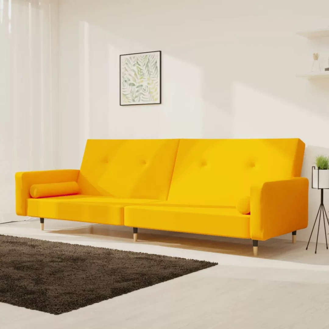 Vidaxl Schlafsofa 2-sitzer Mit 2 Kissen Gelb Samt günstig online kaufen