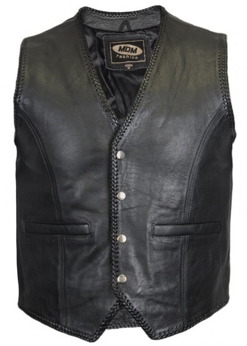 MDM Lederweste Druckknopf Biker Lederweste seitlich günstig online kaufen