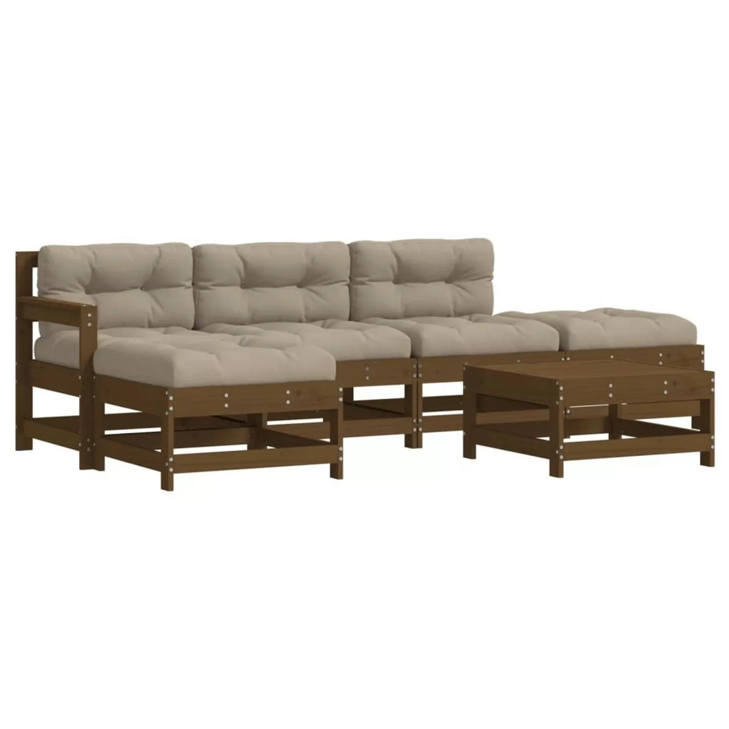 vidaXL 6-tlg Garten-Lounge-Set mit Kissen Honigbraun Massivholz Modell 11 günstig online kaufen