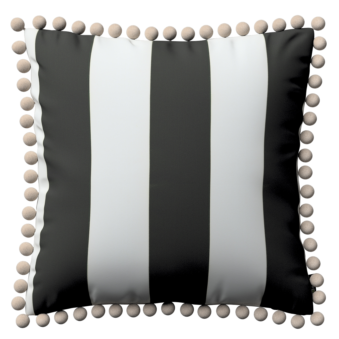 Kissenhülle Wera mit Bommeln, schwarz-weiß, 45 x 45 cm, Vintage 70's (137-5 günstig online kaufen