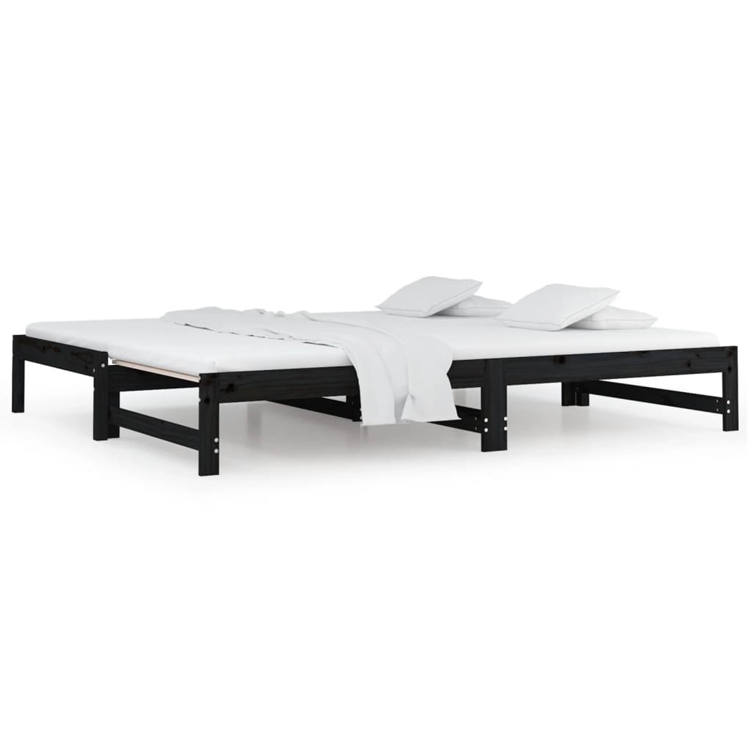 vidaXL Tagesbett Ausziehbar Schwarz 2x(90x200) cm Massivholz Kiefer1279946 günstig online kaufen