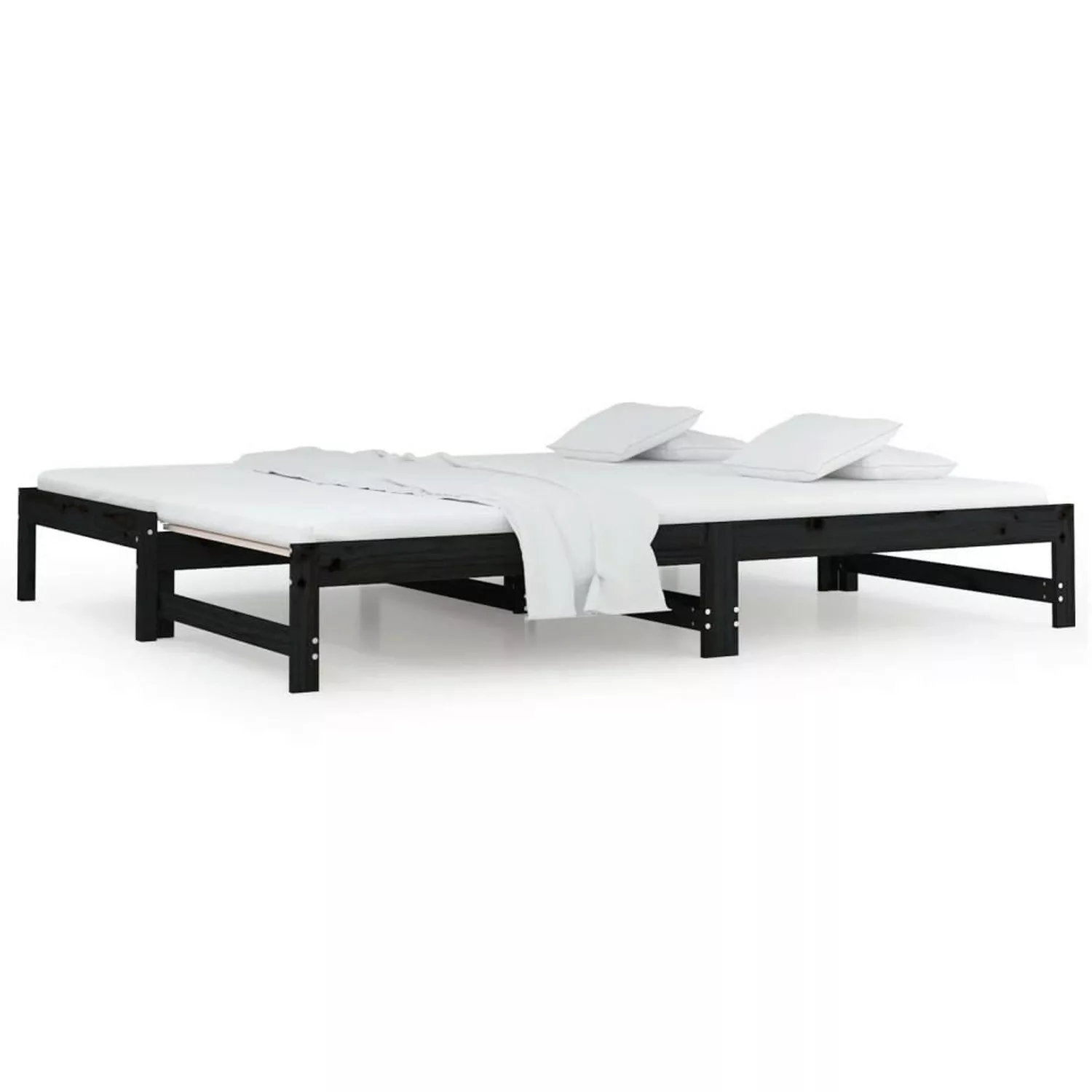 vidaXL Tagesbett Ausziehbar Schwarz 2x(90x200) cm Massivholz Kiefer1279946 günstig online kaufen