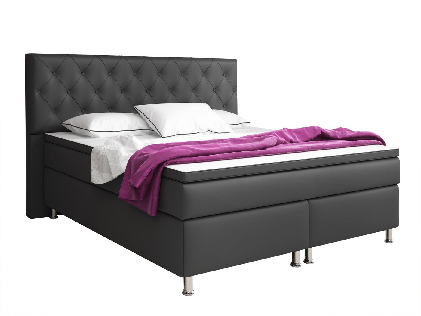 interbed Boxspringbett Turin Chesterfield 180x200cm inkl. Topper und 7 Zone günstig online kaufen