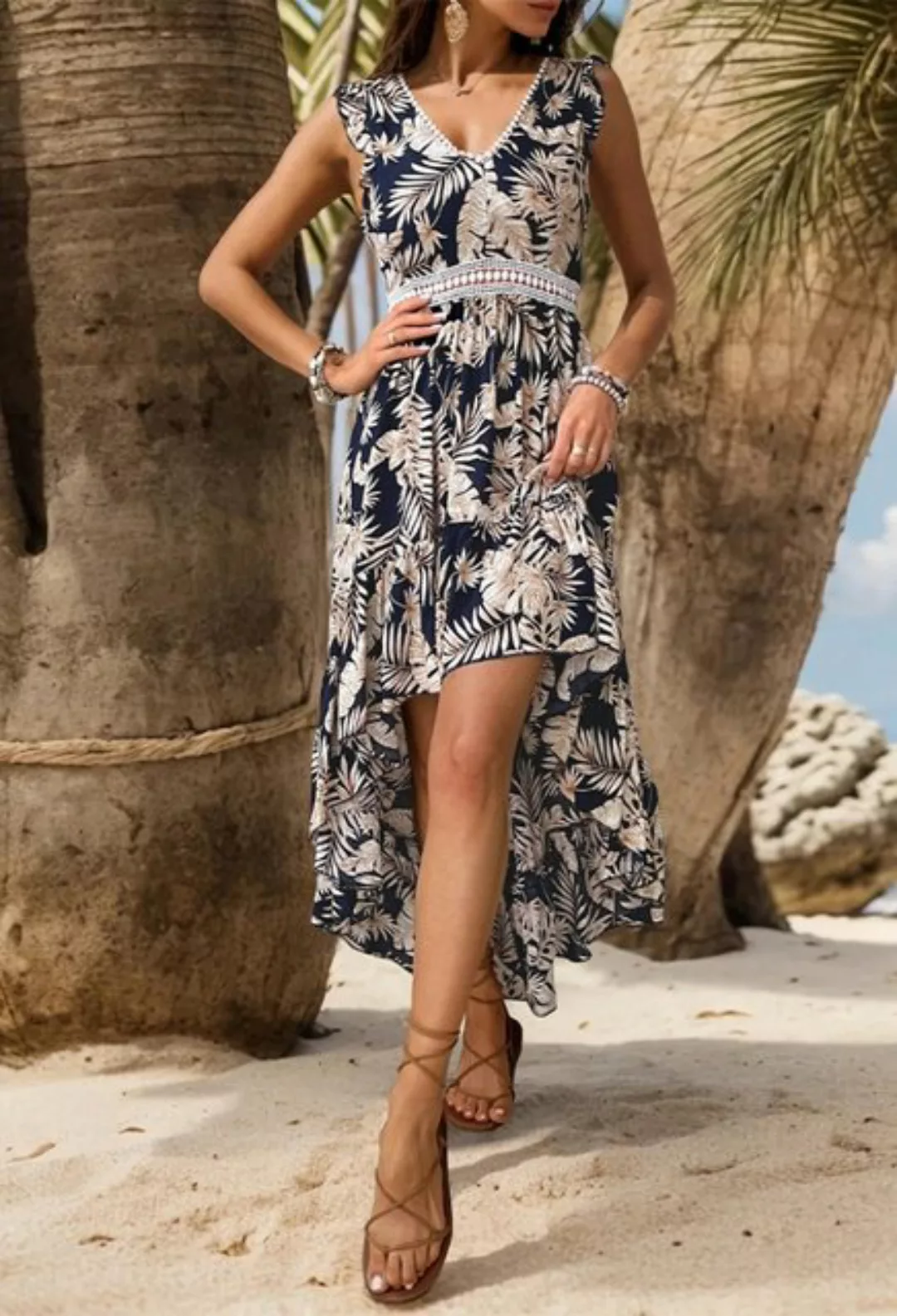 SEGUEN Strandkleid Ethnisch bedrucktes, unregelmäßiges Sommerkleid für Dame günstig online kaufen