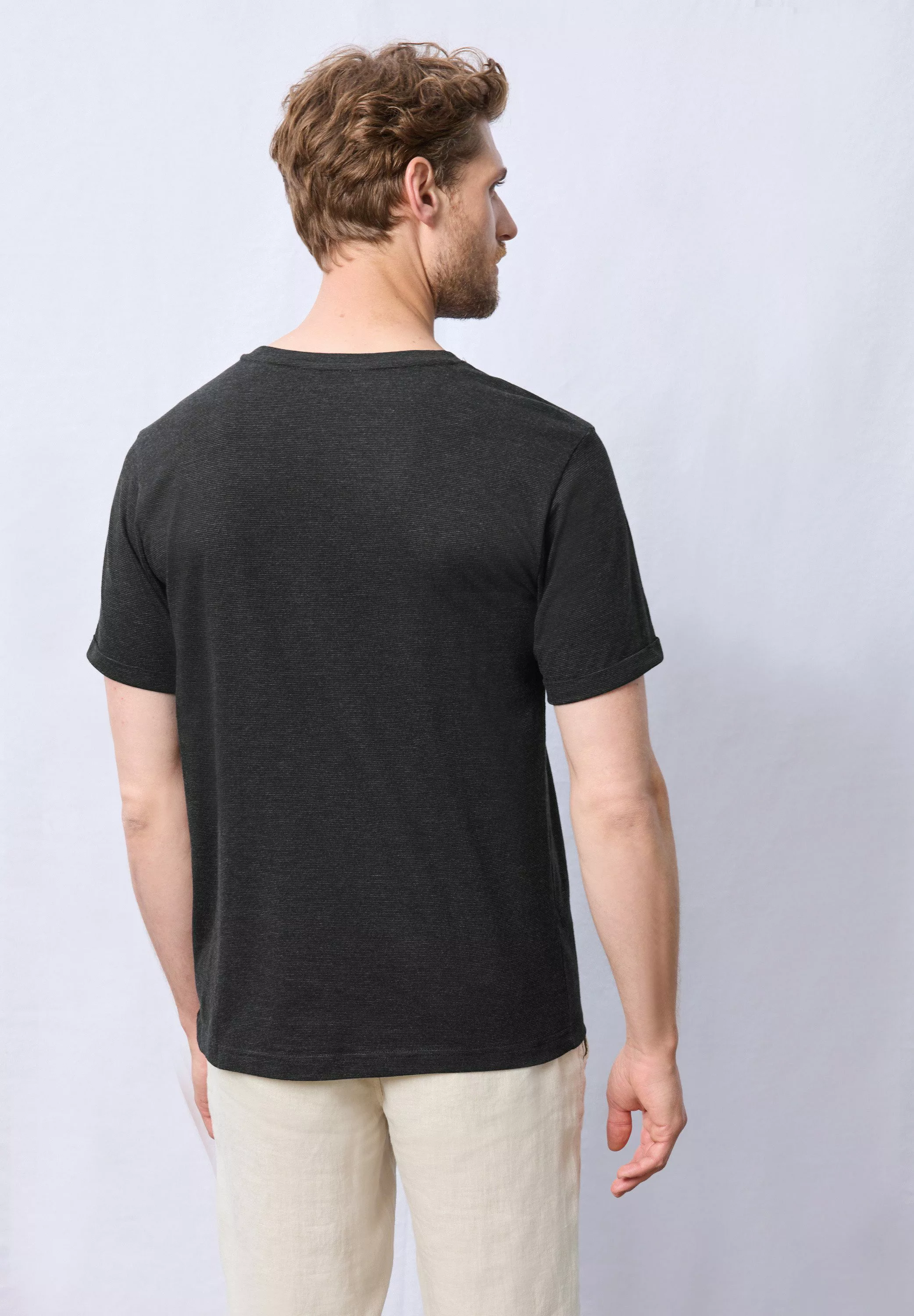 STREET ONE MEN T-Shirt, mit Streifen-Struktur günstig online kaufen
