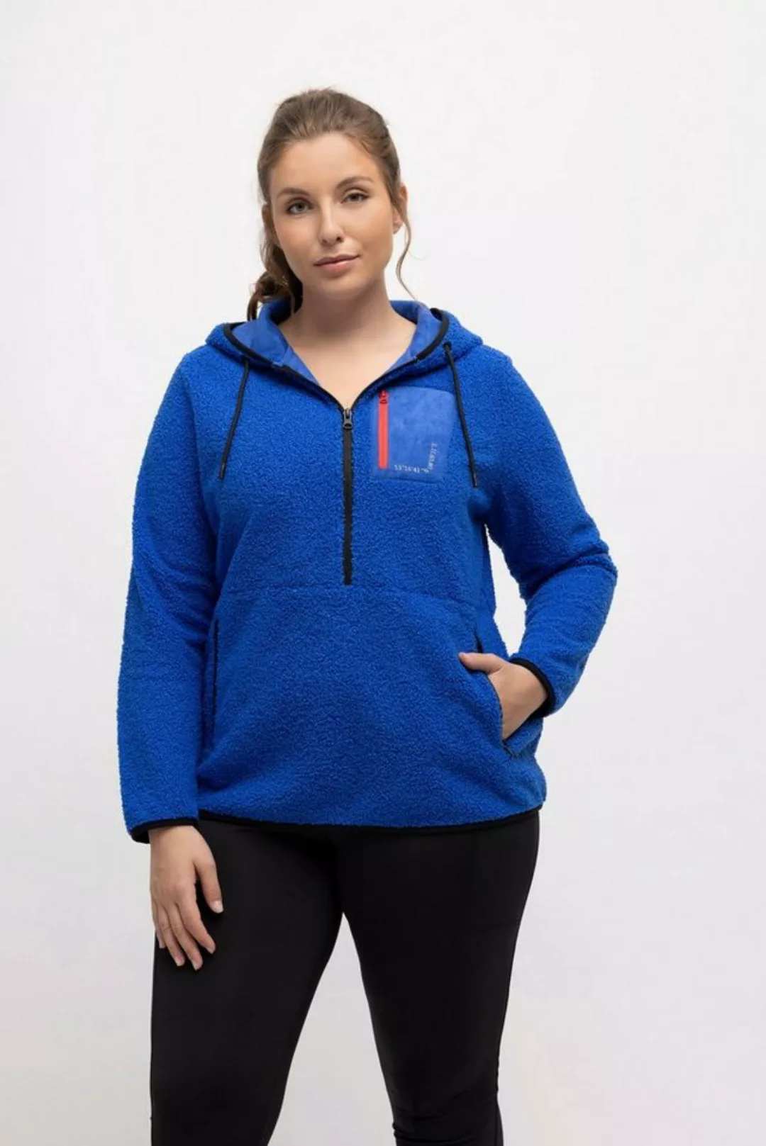 Ulla Popken Sweatjacke Fleece-Hoodie Koordinaten-Druck Zipptaschen günstig online kaufen