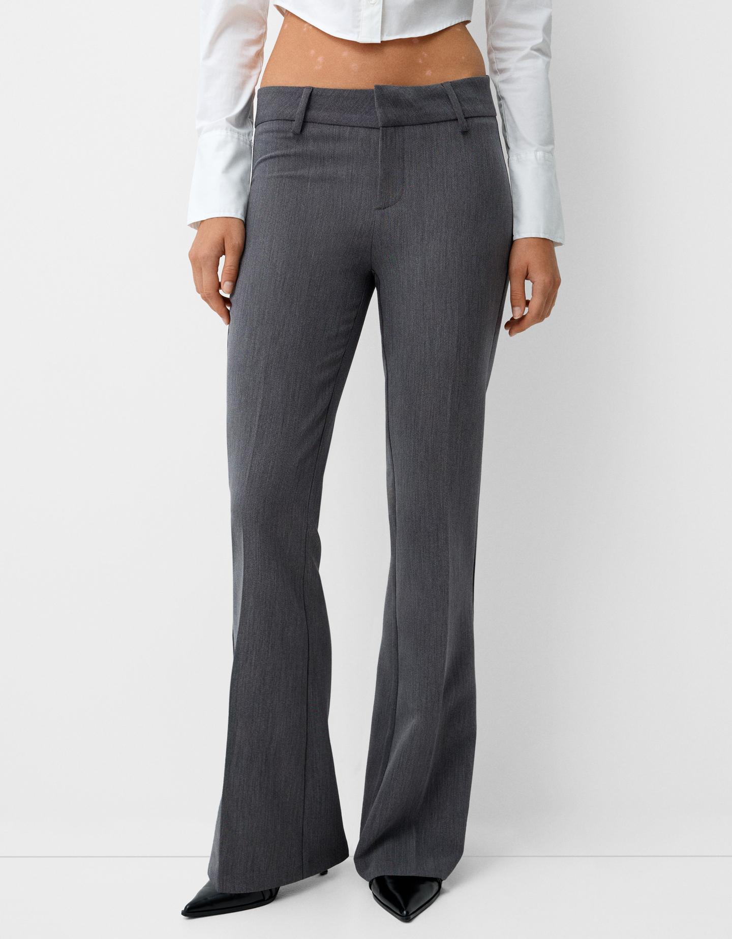 Bershka Tailoring-Schlaghose Damen 44 Dunkelgrau günstig online kaufen