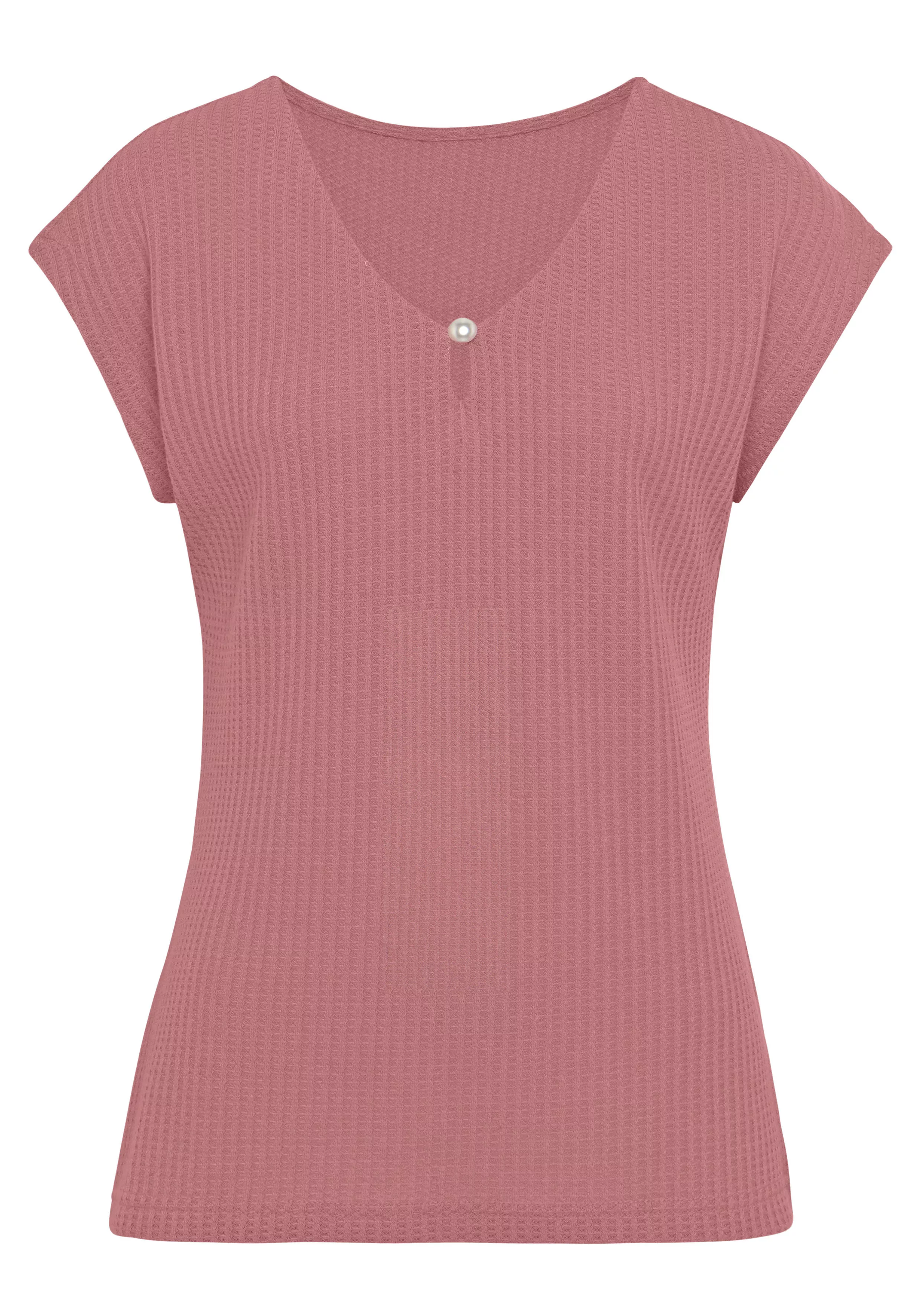 LASCANA T-Shirt, (Packung, 2 tlg.), mit Zierperle am Ausschnitt günstig online kaufen