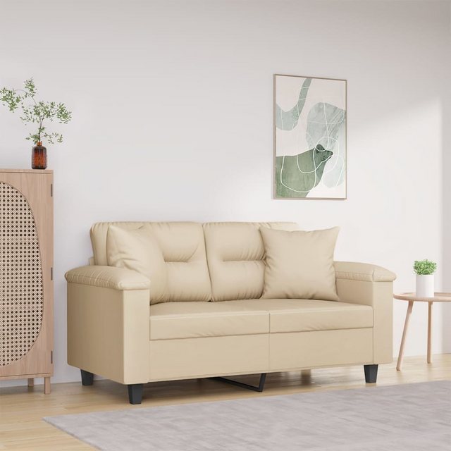 vidaXL Sofa 2-Sitzer-Sofa mit Kissen Beige 120 cm Mikrofasergewebe günstig online kaufen