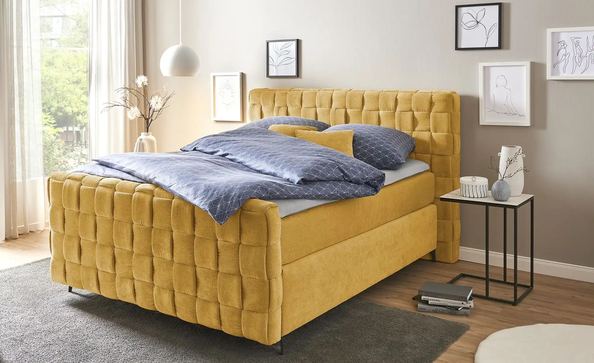 Wohnwert Boxspringbett  Tefla ¦ gelb ¦ Maße (cm): B: 202 H: 132,5 Betten > günstig online kaufen