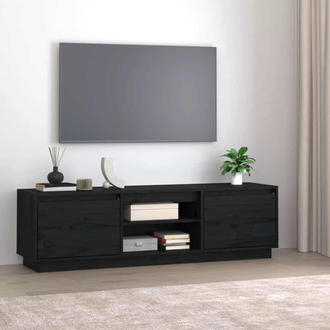 Vidaxl Tv-schrank Schwarz 140x35x40 Cm Massivholz Kiefer günstig online kaufen