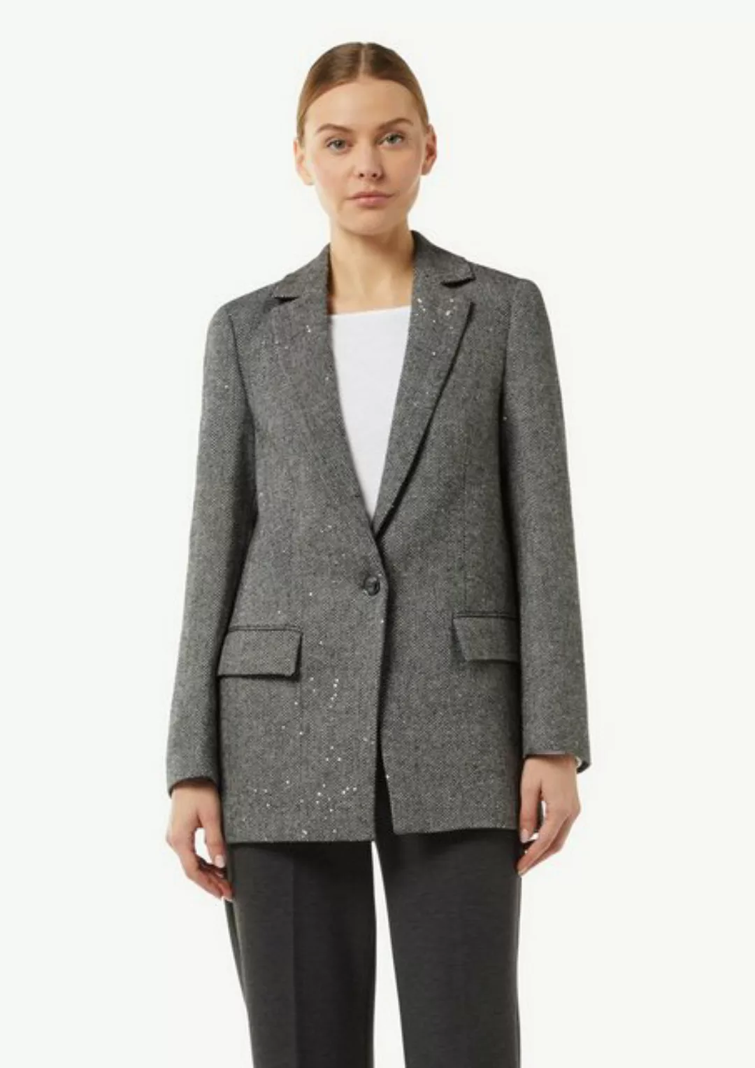 comma casual identity Blusenblazer Wollmix-Blazer mit zarten Pailletten Pai günstig online kaufen