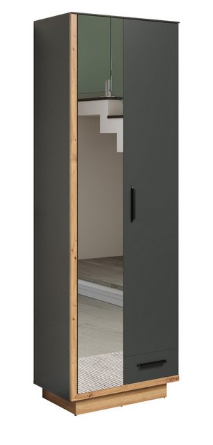 Furn.Design Garderobenschrank Synnax (Garderobe mit Spiegel in grau und Eic günstig online kaufen