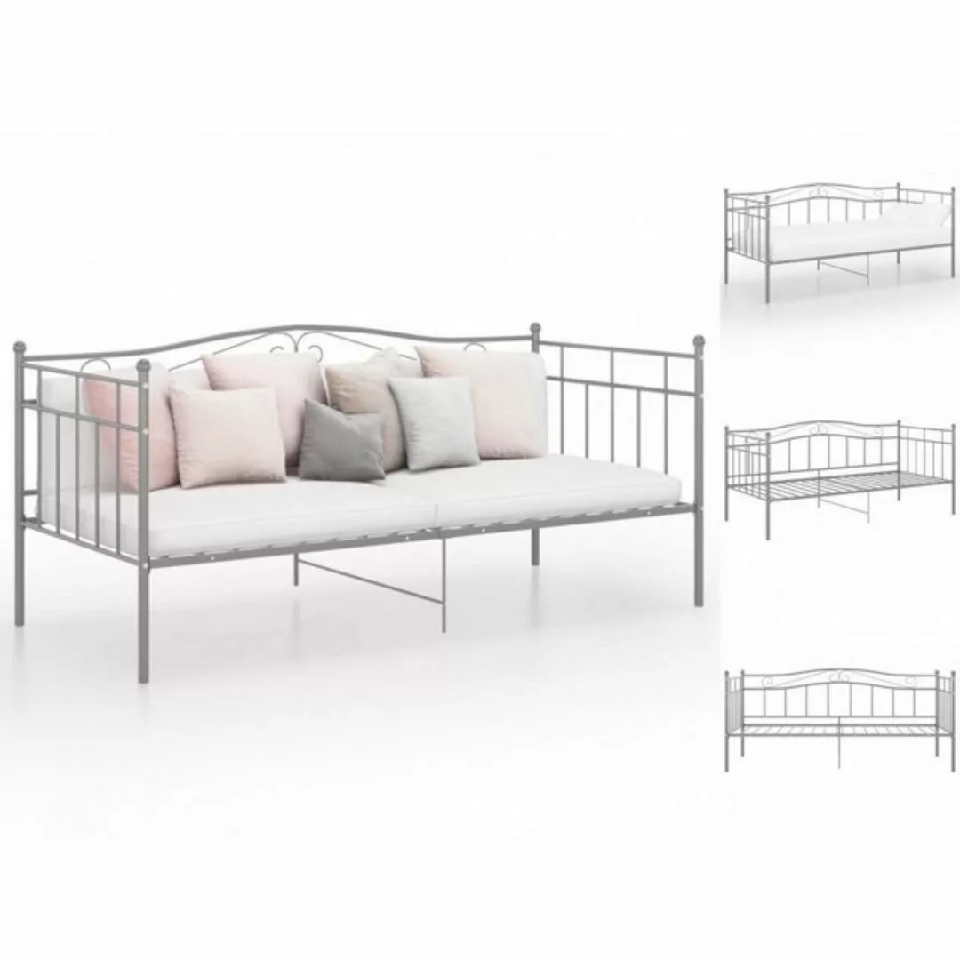 vidaXL Bettgestell Schlafsofa Bettgestell Grau Metall 90x200 cm Einzelbett günstig online kaufen