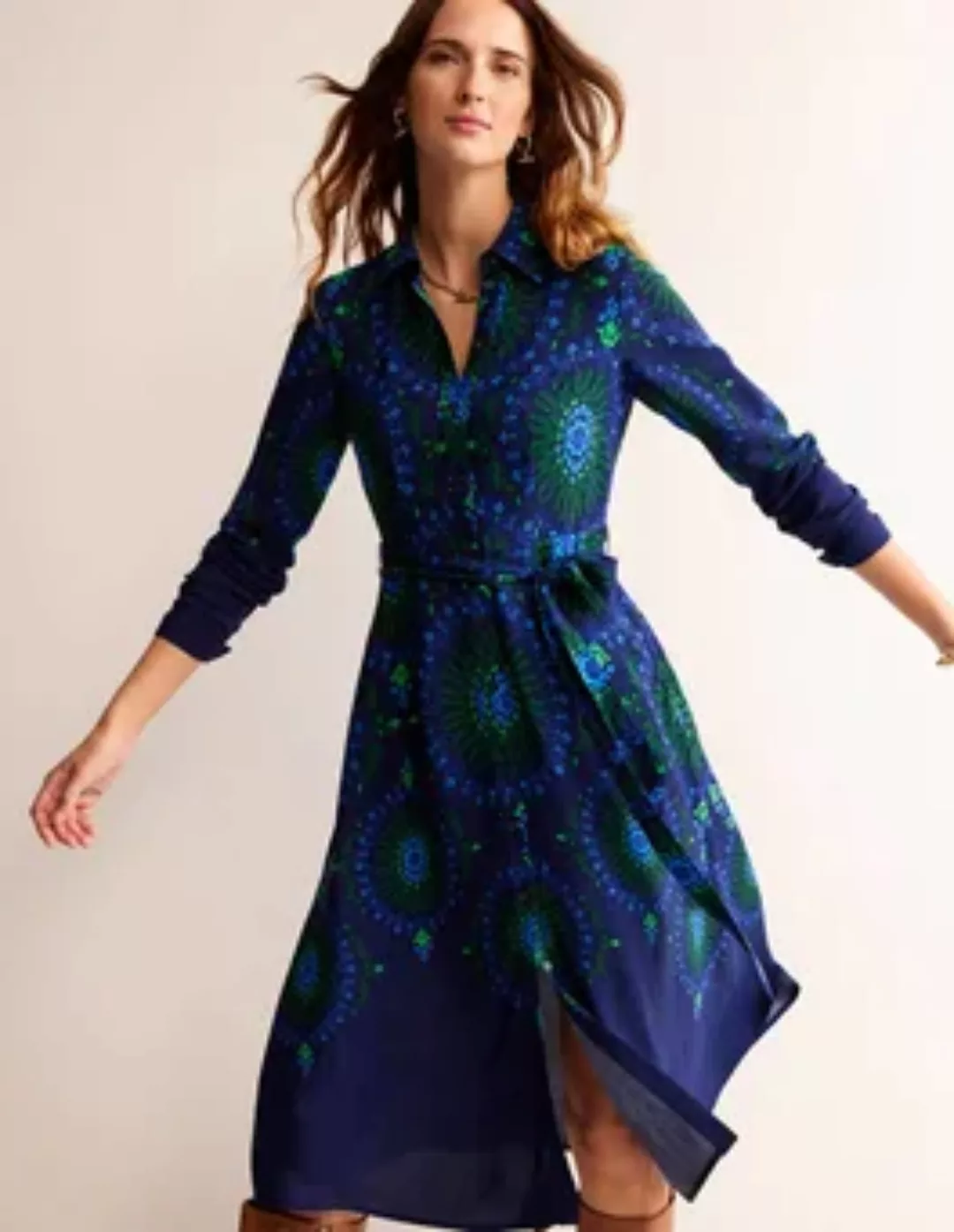 Kate Midi-Hemdblusenkleid Damen Boden, Französisches Marineblau, Artizian G günstig online kaufen