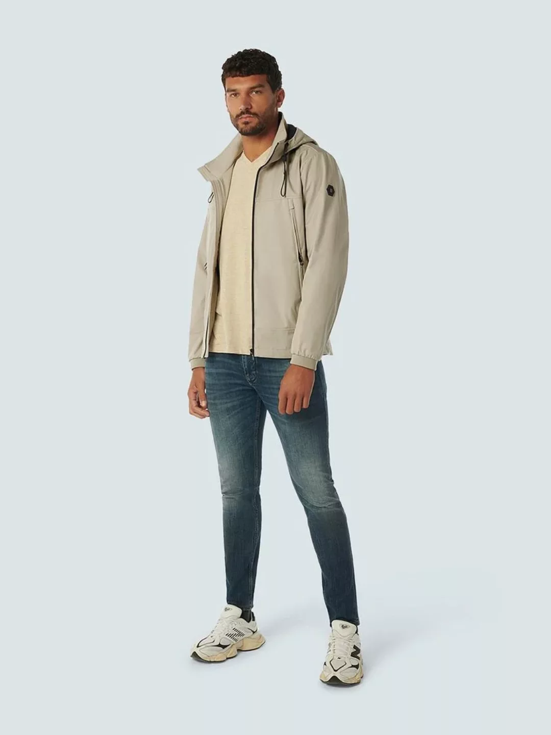 No Excess Jacke Halblang mit Kapuze Beige - Größe XL günstig online kaufen