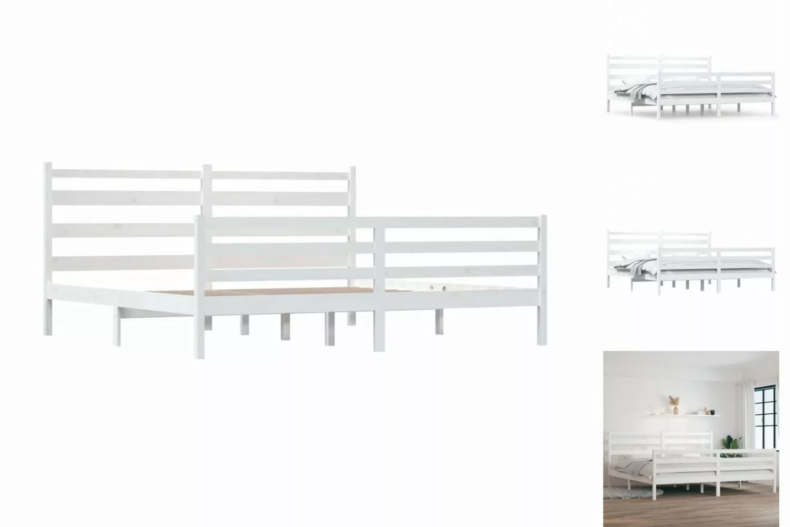 vidaXL Bettgestell Massivholzbett Kiefer 200x200 cm Weiß Bett Bettgestell D günstig online kaufen