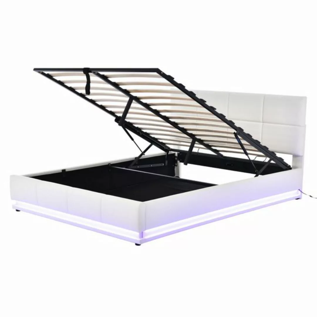 HAUSS SPLOE Polsterbett 160 x 200 cm mit LED Doppelbett mit hydraulischem S günstig online kaufen