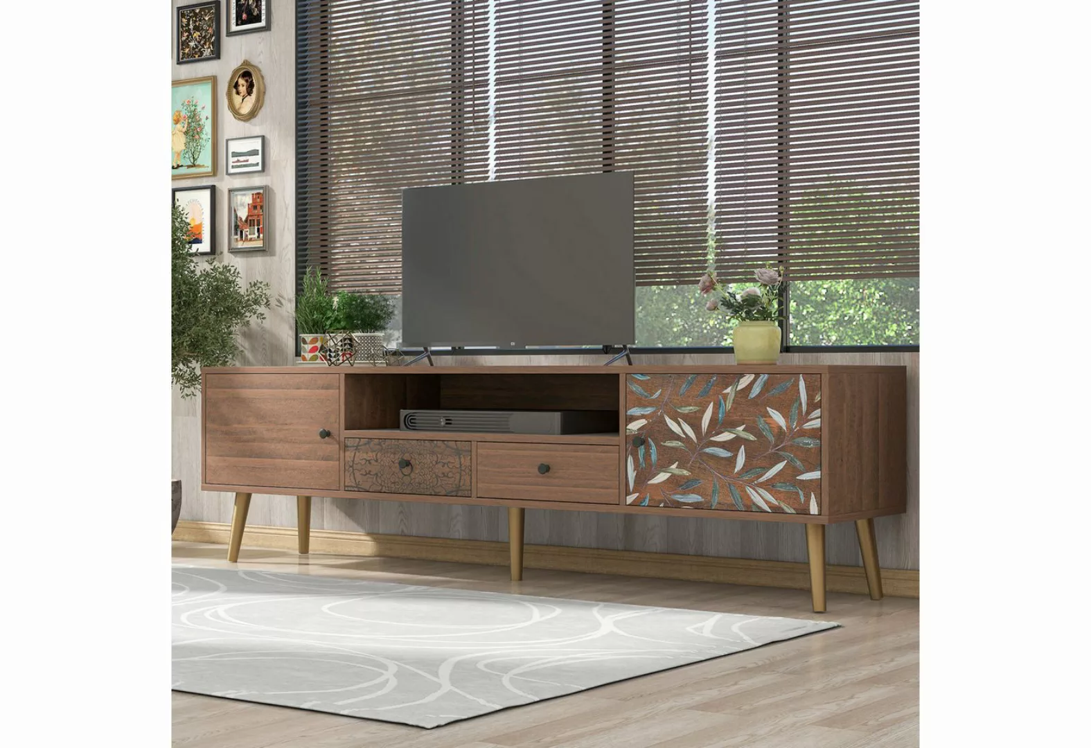 XDeer TV-Schrank Vintage Lowboard mit Aufdruck180x38x50.5cm 2 Türen Landhau günstig online kaufen