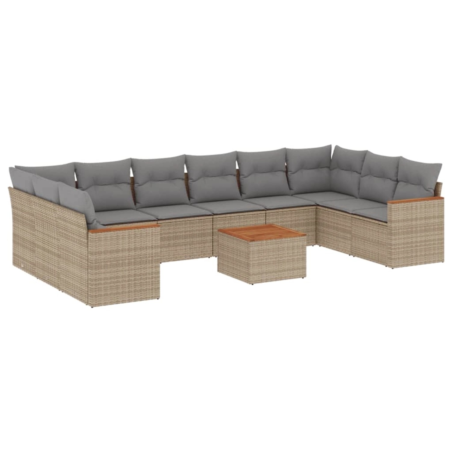 vidaXL 11-Tlg Garten-Sofagarnitur mit Kissen Beige Poly Rattan 3226332 günstig online kaufen