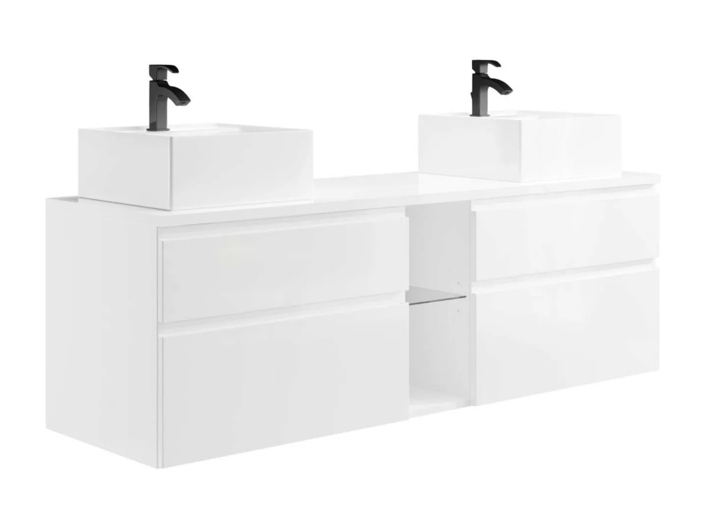 Waschbeckenunterschrank hängend mit Doppelwaschbecken - Weiß - 150 cm - MAG günstig online kaufen
