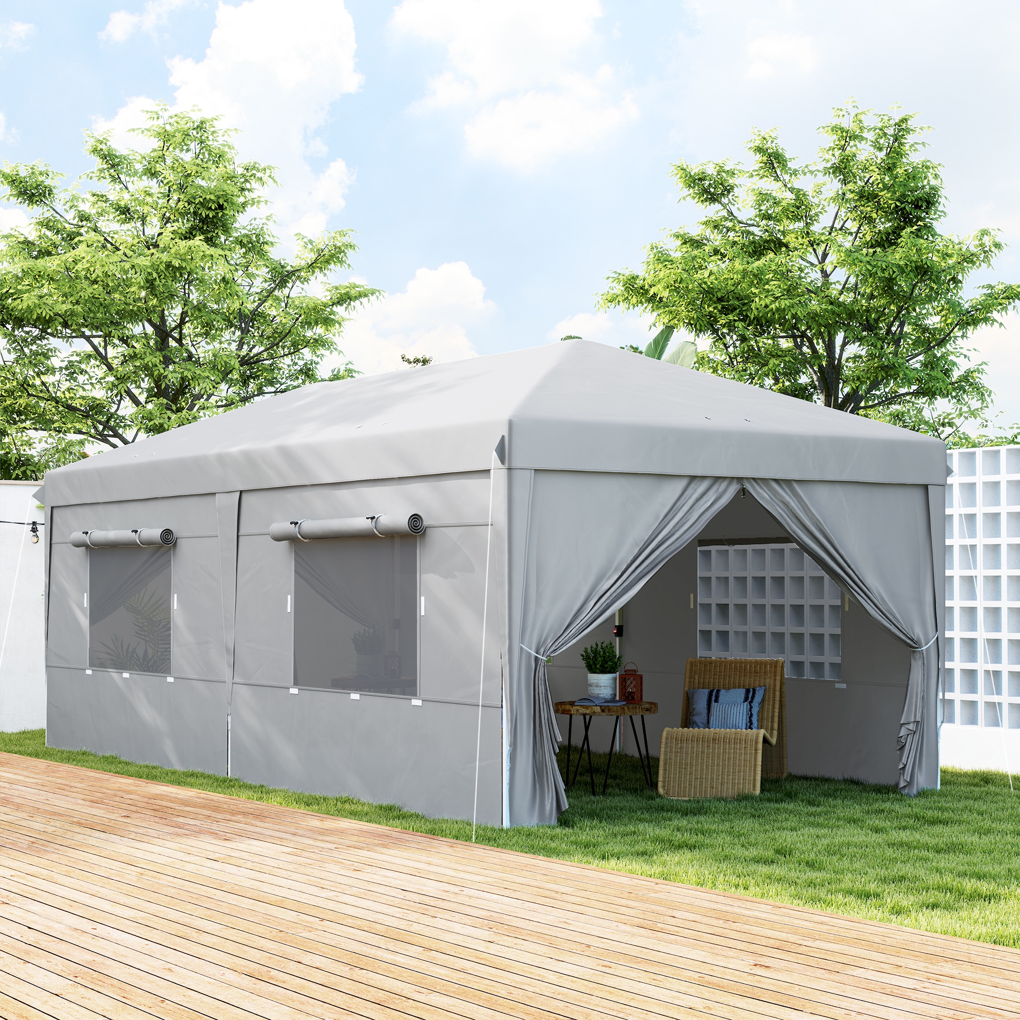 Outsunny Pavillon ca. 3x6m, wasserabweisend Stabil Winterfest Pop-up Faltpa günstig online kaufen