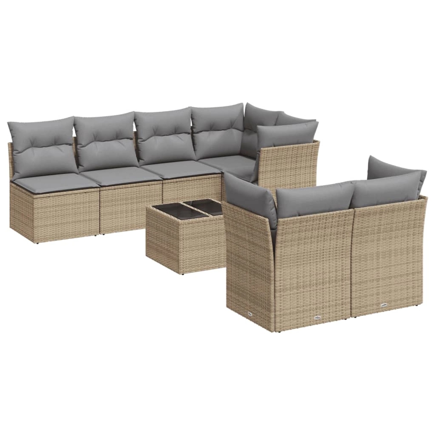 vidaXL 8-Tlg Garten-Sofagarnitur mit Kissen Beige Poly Rattan 3217299 günstig online kaufen