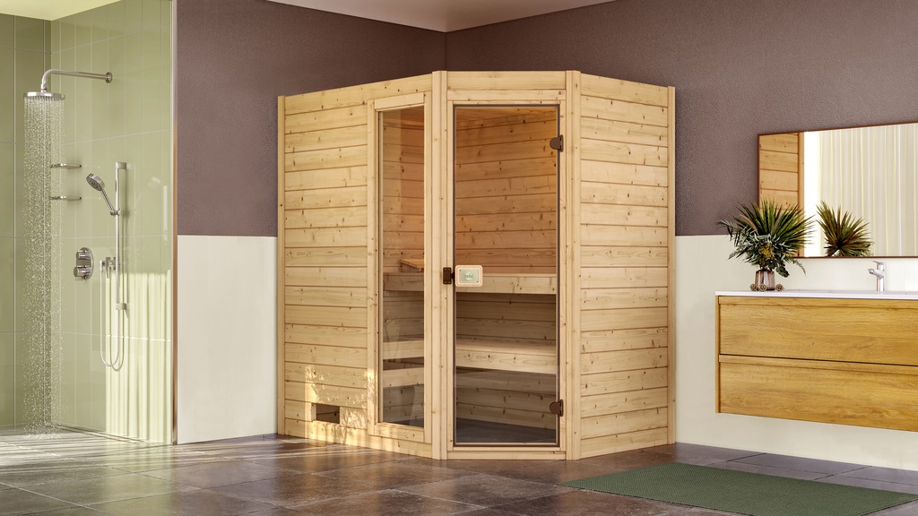 weka Sauna »Massivholzsauna VALIDA Eck 1«, Blockbohlen, Fensterelement, mod günstig online kaufen