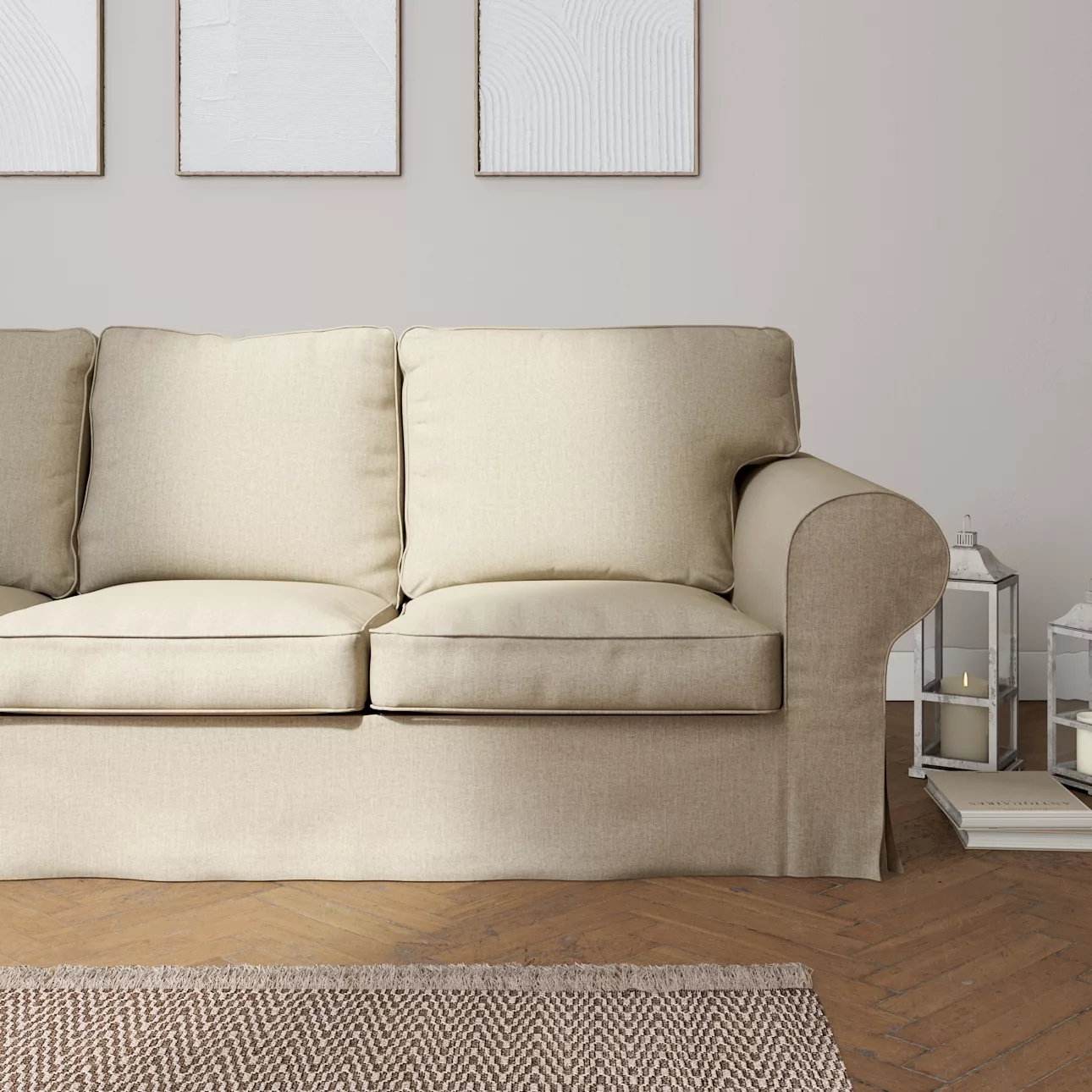Bezug für Ektorp 3-Sitzer Schlafsofa, neues Modell (2013), beige- grau, 40c günstig online kaufen