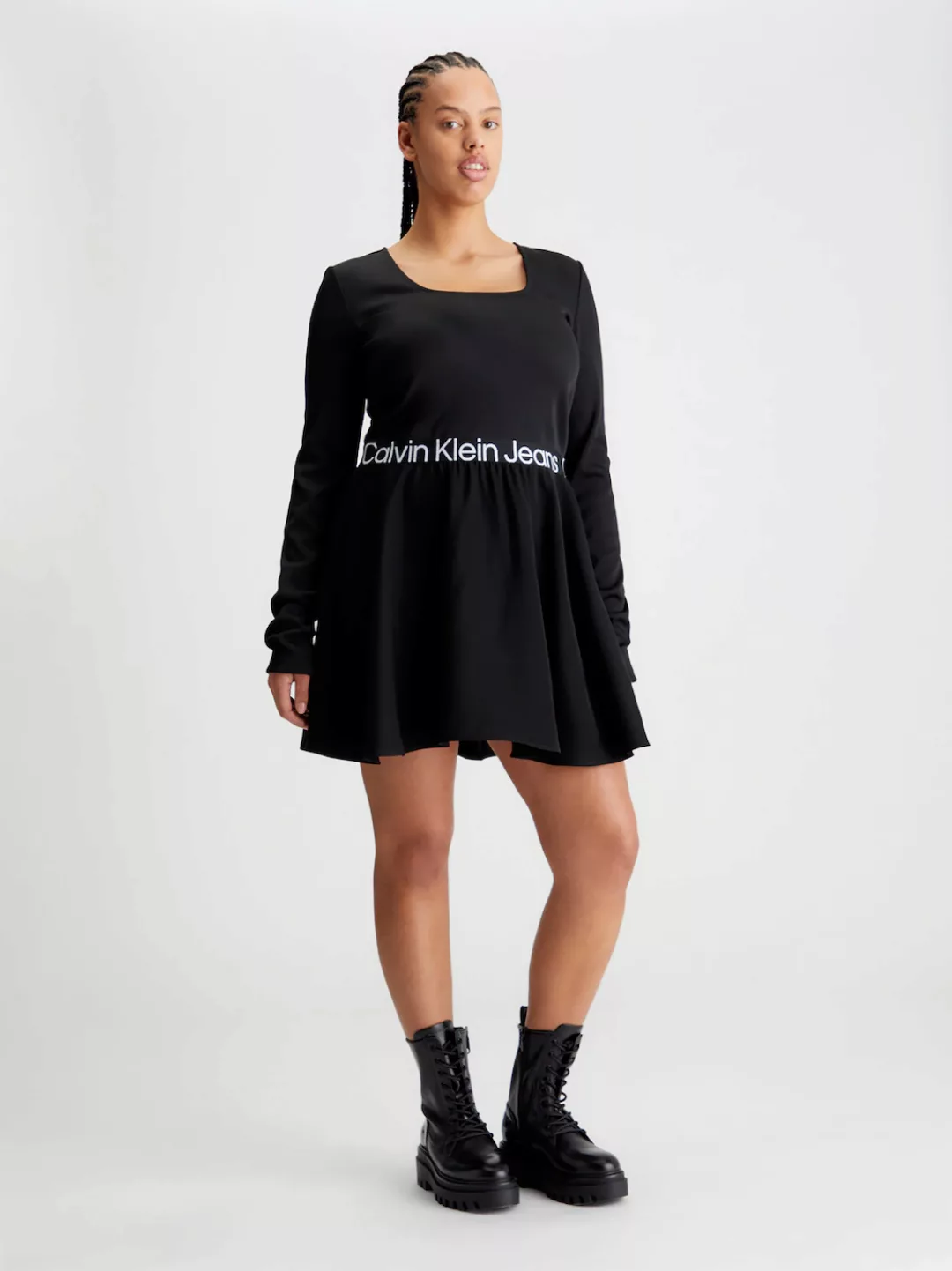 Calvin Klein Jeans Plus Skaterkleid "PLUS LOGO ELASTIC LS DRESS" günstig online kaufen