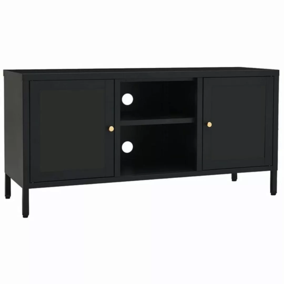 furnicato TV-Schrank Schwarz 105x35x52 cm Stahl und Glas günstig online kaufen