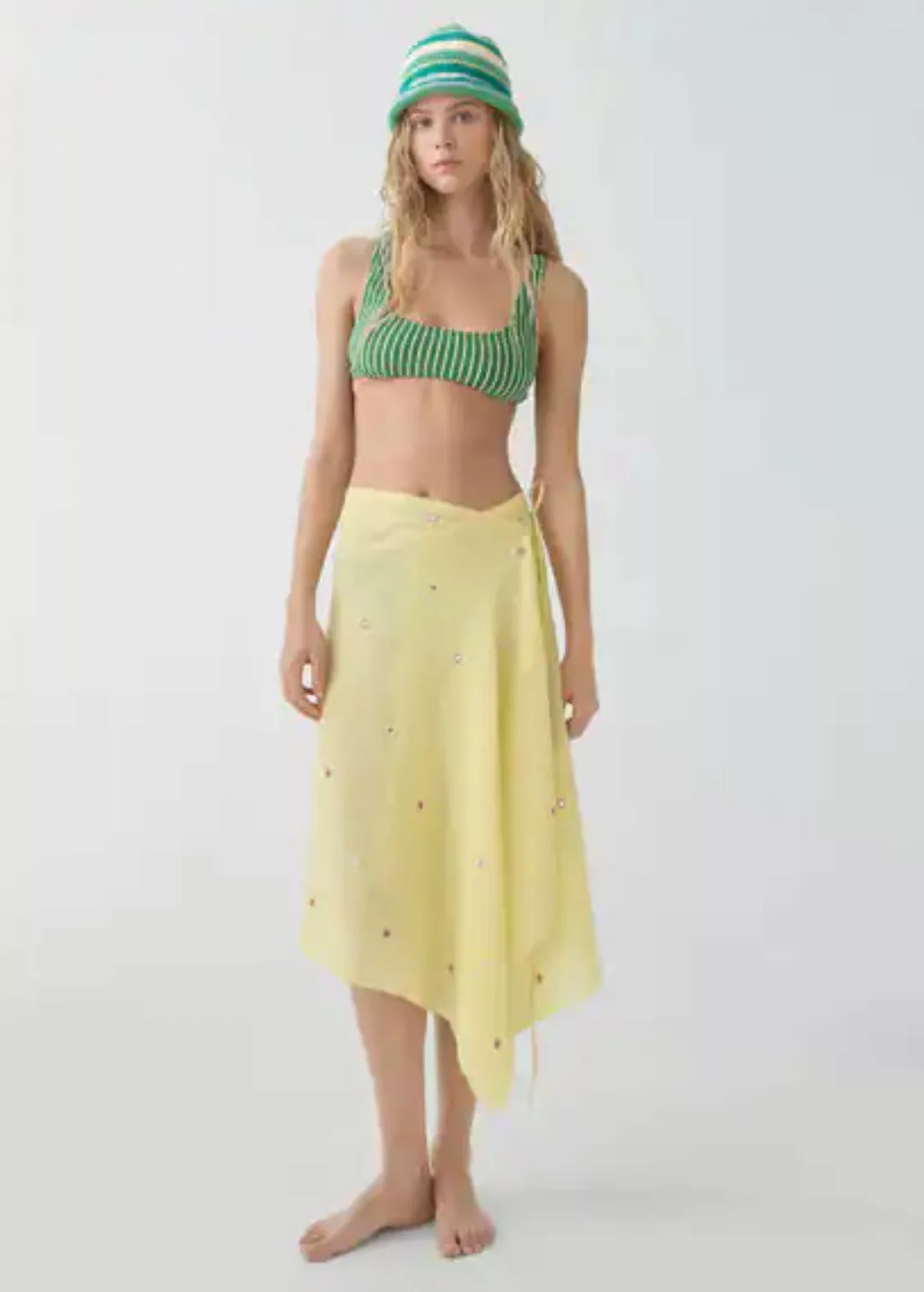 Texturiertes Bikini-Top mit Streifen günstig online kaufen