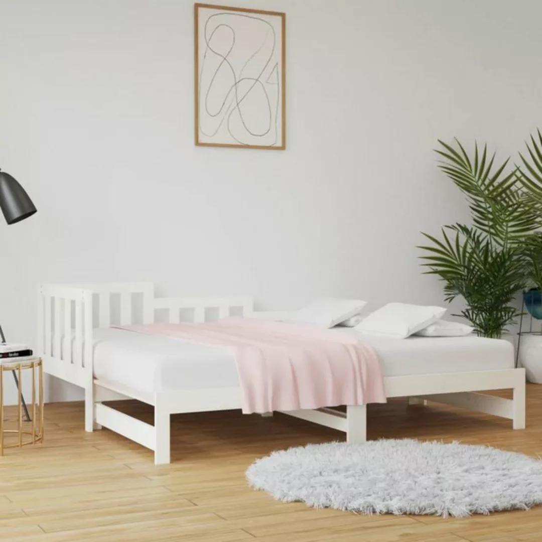 vidaXL Gästebett Gästebett Tagesbett Ausziehbar Weiß 2x80x200 cm Massivholz günstig online kaufen