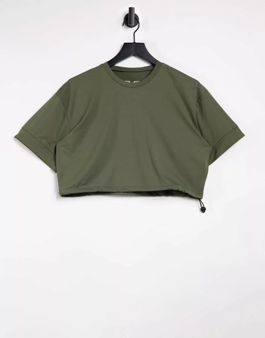 ASOS 4505 – Kastenförmiges T-Shirt mit Kordelzug am Saum-Grün günstig online kaufen