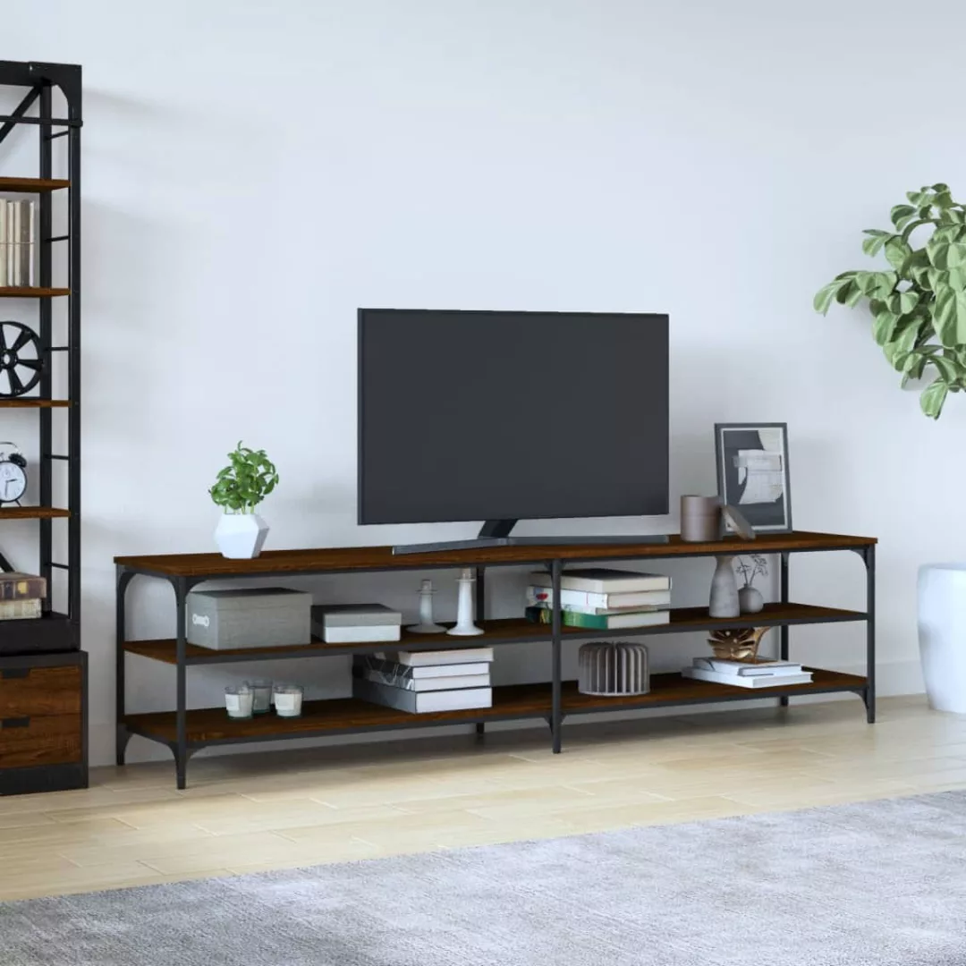 Vidaxl Tv-schrank Braun Eiche 200x30x50 Cm Holzwerkstoff Und Metall günstig online kaufen