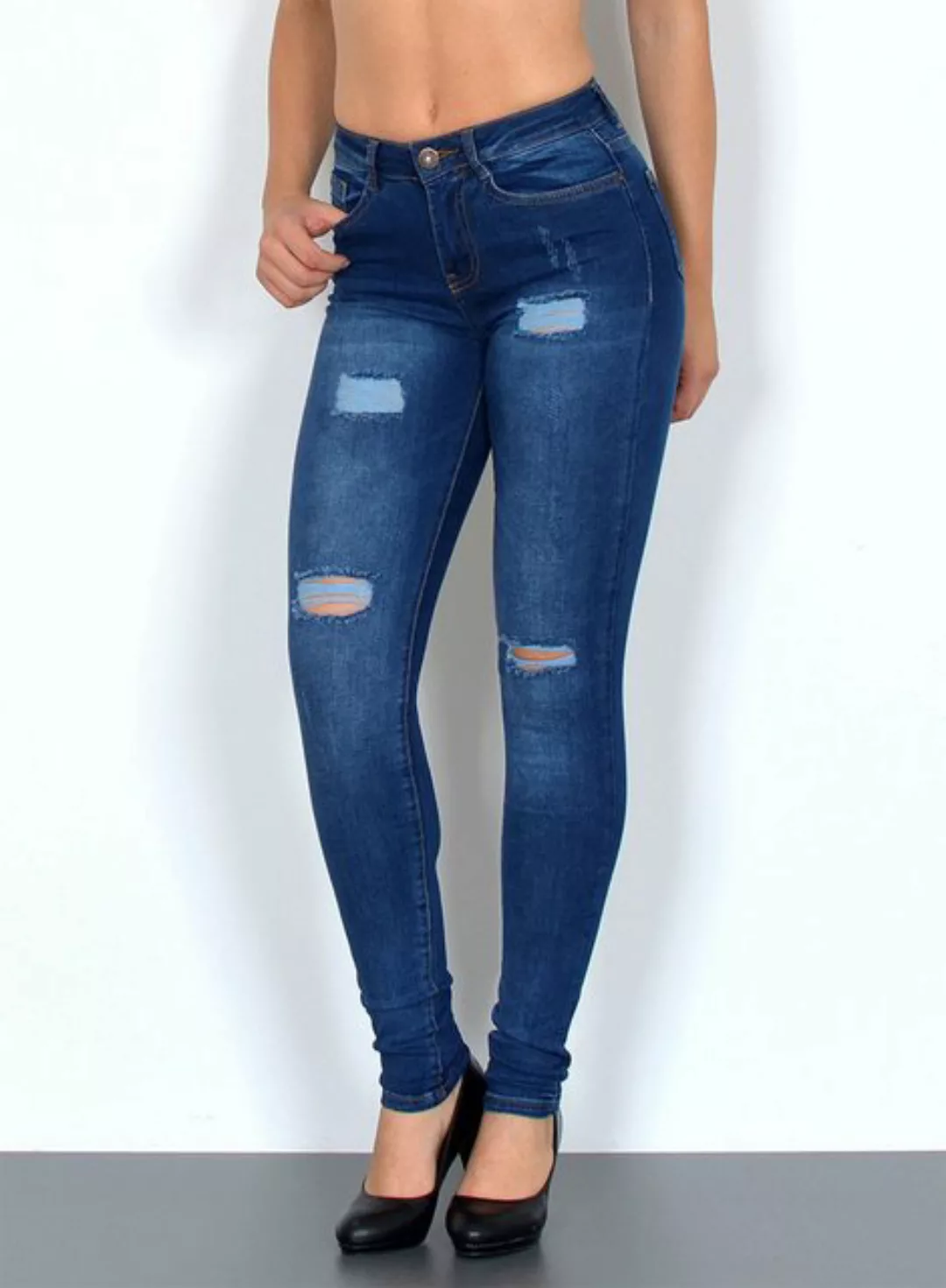 ESRA Skinny-fit-Jeans Damen Capri Jeanshose 3/4 Jeans Hose High Waist Damen günstig online kaufen