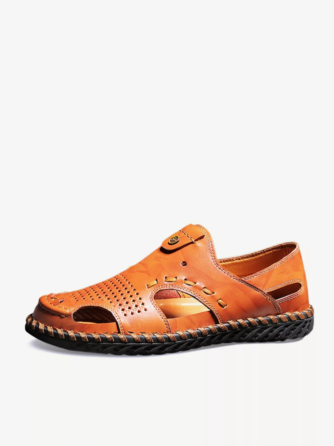 Männer Closed Toe Hand Stitching Slip On Leather Sandalen günstig online kaufen