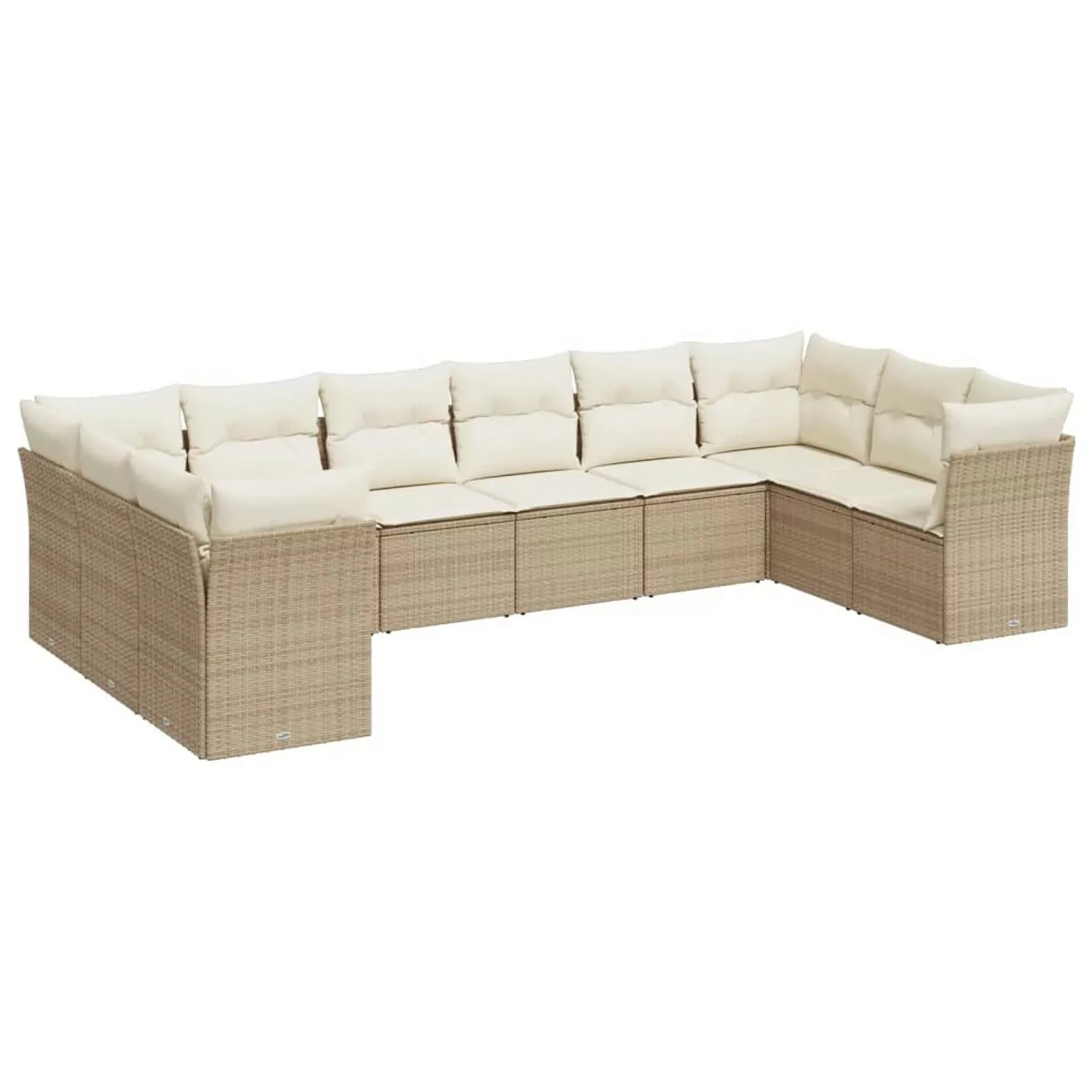 vidaXL 10-tlg Garten-Sofagarnitur mit Kissen Beige Poly Rattan Modell 13 günstig online kaufen