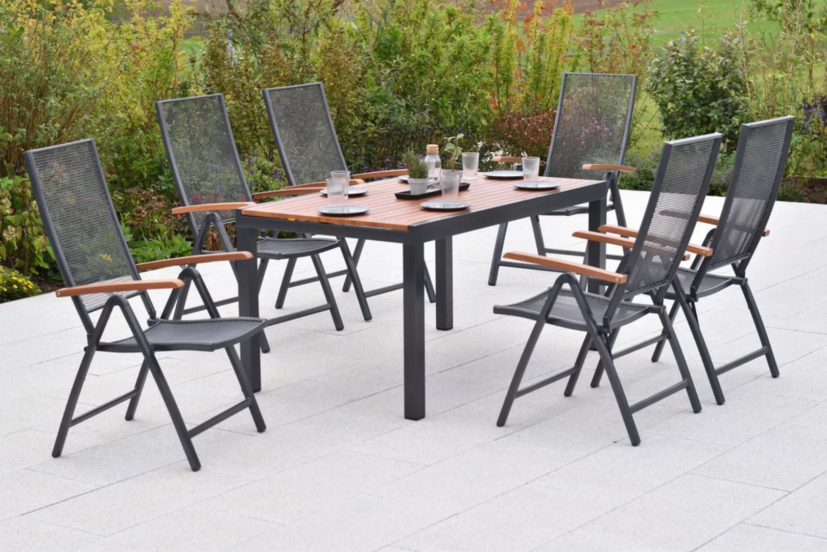 MERXX Garten-Essgruppe ""Thasos"", (Set, 7 tlg.), folierte Armlehnen und Ti günstig online kaufen