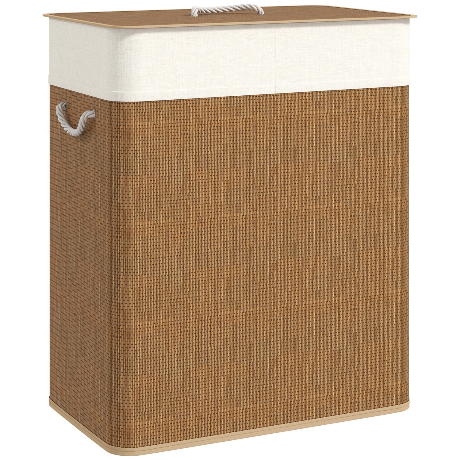 HOMCOM Wäschekorb Bambus 52L x 32B x 63H cm Braun günstig online kaufen
