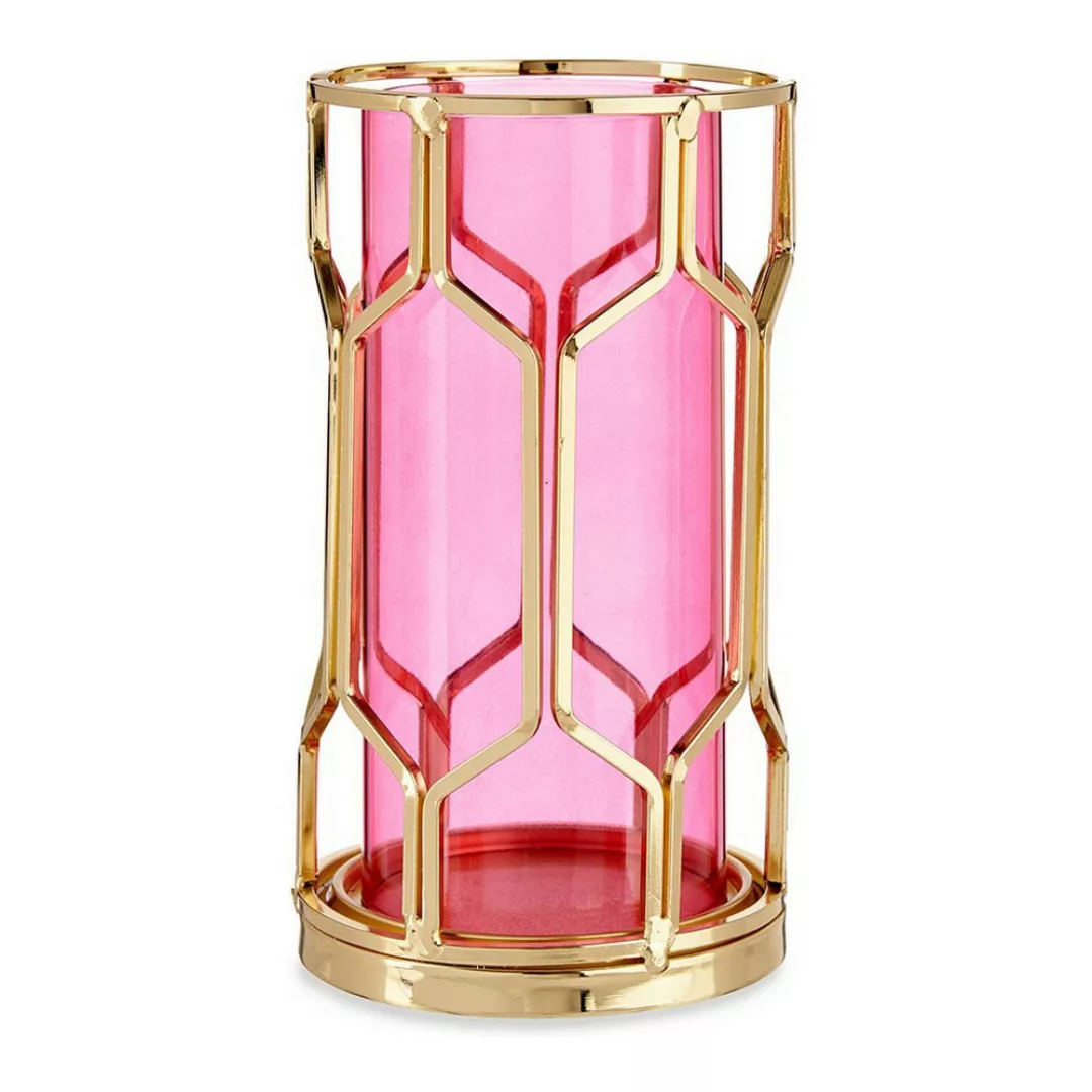 Kerzenschale Rosa Golden Metall Glas (11,5 X 19,5 X 11,5 Cm) günstig online kaufen