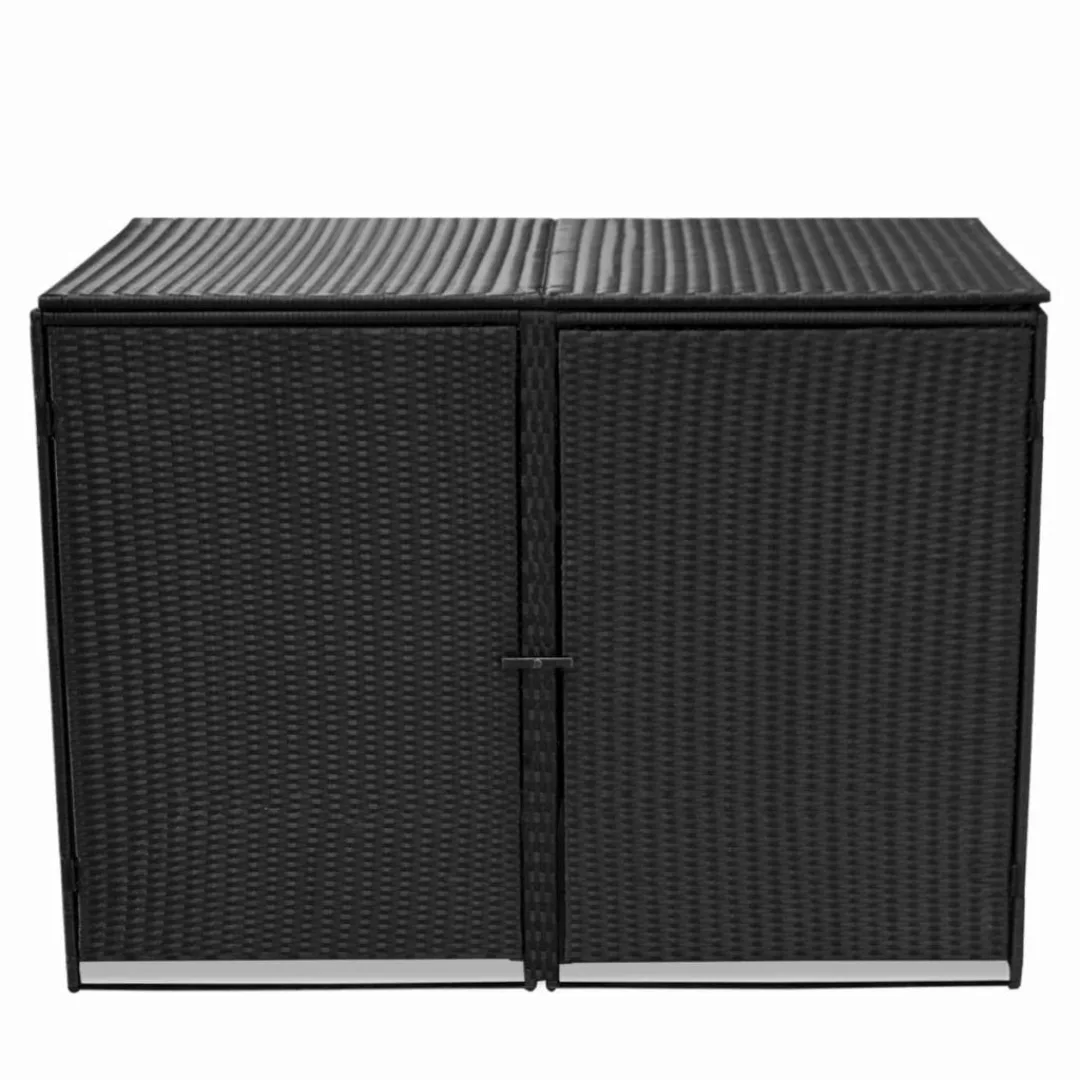 Mülltonnenbox Für 2 Tonnen Poly Rattan Schwarz 148x80x111 Cm günstig online kaufen