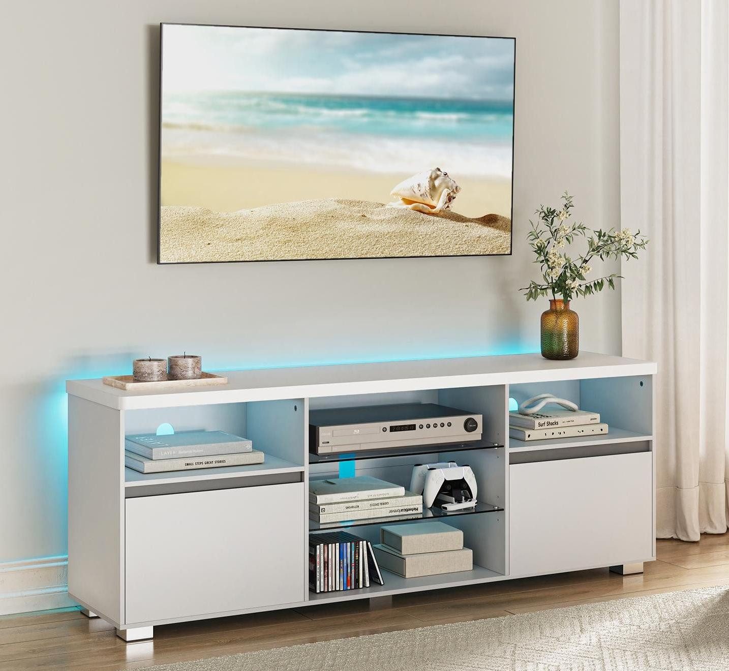 VASAGLE TV-Schrank Fernsehtisch mit LED-Beleuchtung, 2 günstig online kaufen