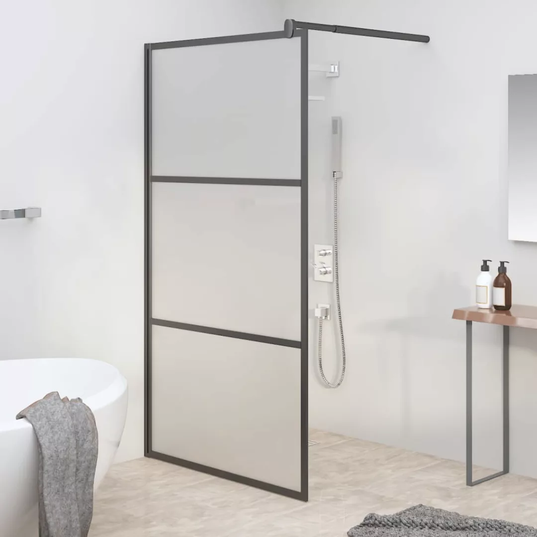 Vidaxl Duschwand Für Walk-in Dusche 100x195 Cm Esg Mattiert Schwarz günstig online kaufen