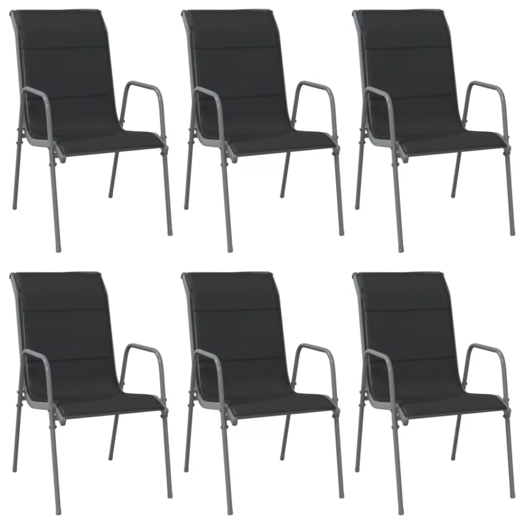 Vidaxl Gartenstühle 6 Stk. Stahl Und Textilene Schwarz günstig online kaufen