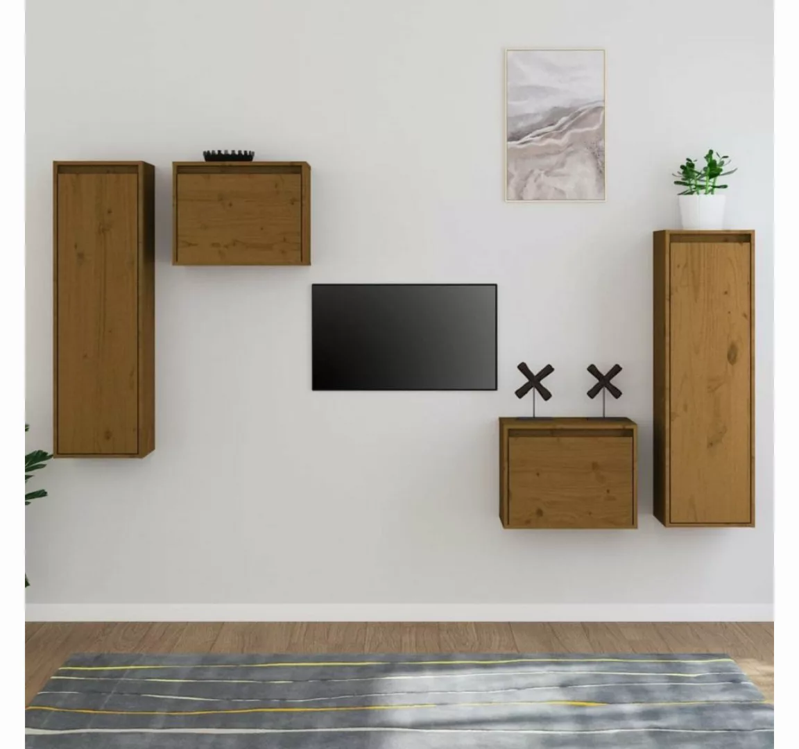 vidaXL TV-Schrank TV-Schränke 4 Stk. Honigbraun Massivholz Kiefer (4-St) günstig online kaufen