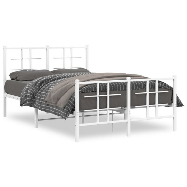 vidaXL Bettgestell, Bettrahmen mit Kopf- und Fußteil Metall Weiß 120x190 cm günstig online kaufen