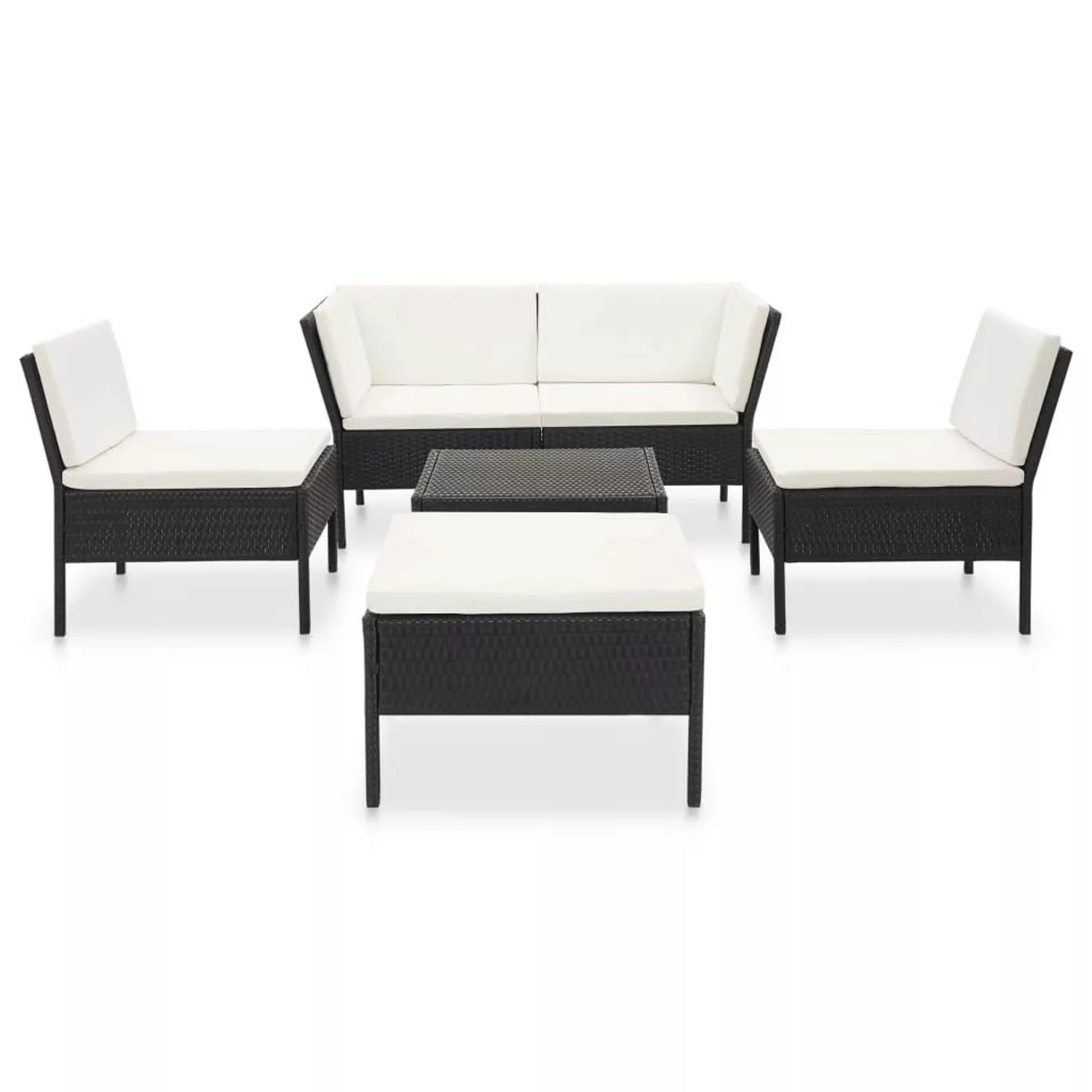 6-tlg. Garten-lounge-set Mit Auflagen Poly Rattan Schwarz günstig online kaufen