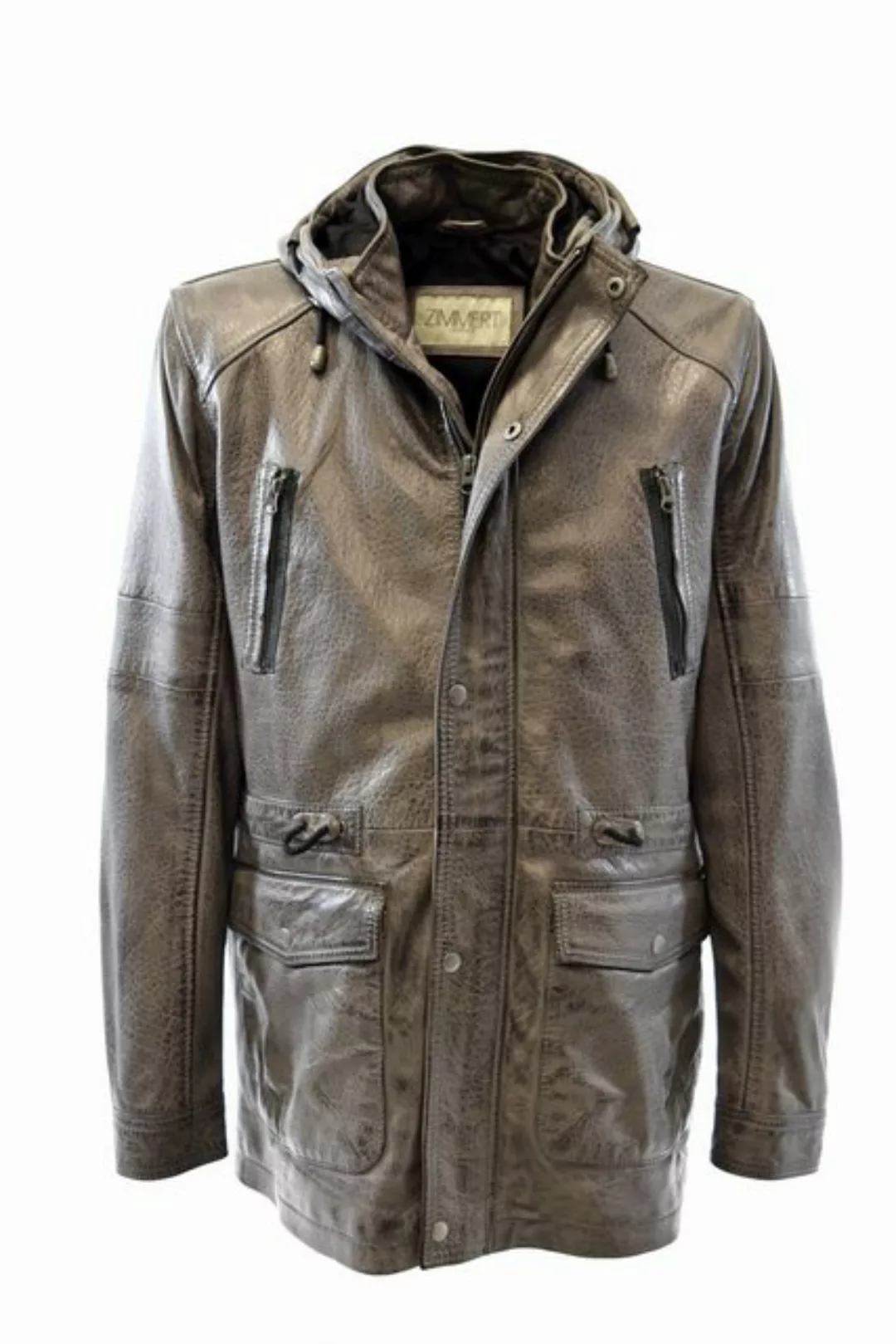 Zimmert Leather Lederjacke Duffelcoat Pit mit fester Kapuze, Mantel, Parka, günstig online kaufen